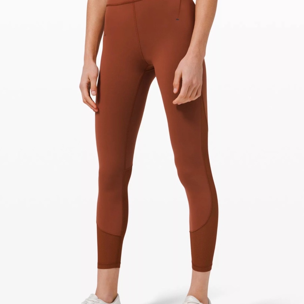 Lululemon Everlux and Mesh High-Rise Crop 23" Dark Terracotta